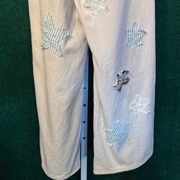 🌟SALE 132 Pol Cream Oatmilk Star Patches Boho Pant FIRM - Picture 8 of 11